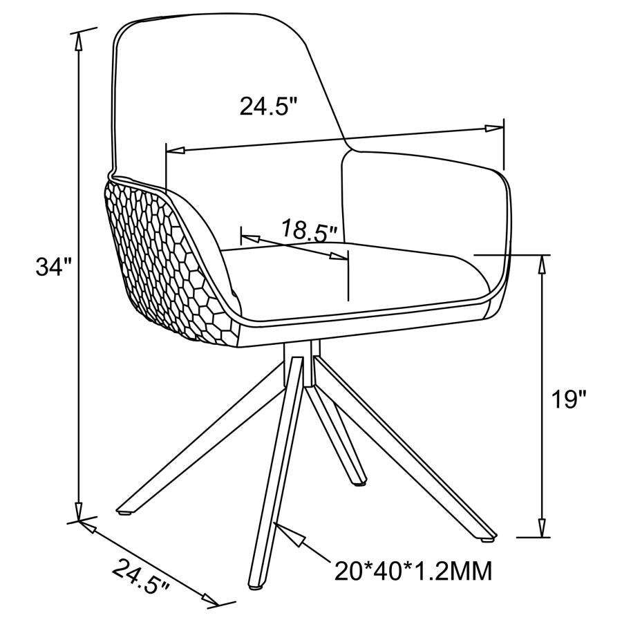 ABBY FABRIC UPHOLSTERED SWIVEL DINING ARM CHAIR LIGHT GREY