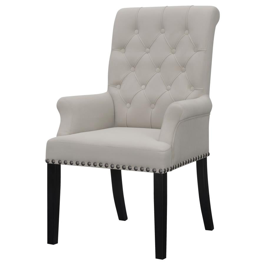 ALANA VELVET UPHOLSTERED DINING ARM CHAIR SAND