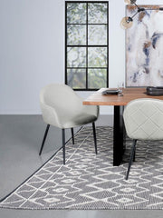 EMMA FABRIC UPHOLSTERED DINING ARM CHAIR FOG GREY (SET OF 2)