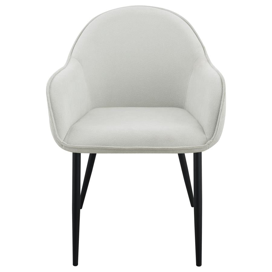 EMMA FABRIC UPHOLSTERED DINING ARM CHAIR FOG GREY (SET OF 2)