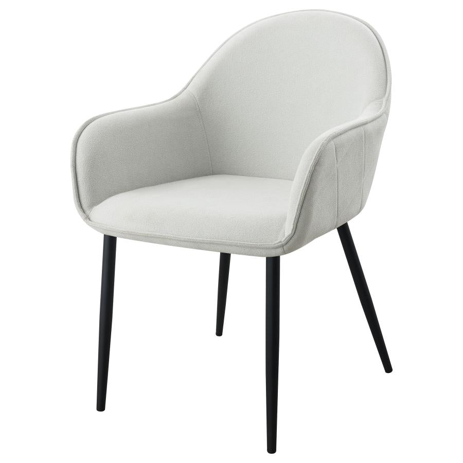 EMMA FABRIC UPHOLSTERED DINING ARM CHAIR FOG GREY (SET OF 2)