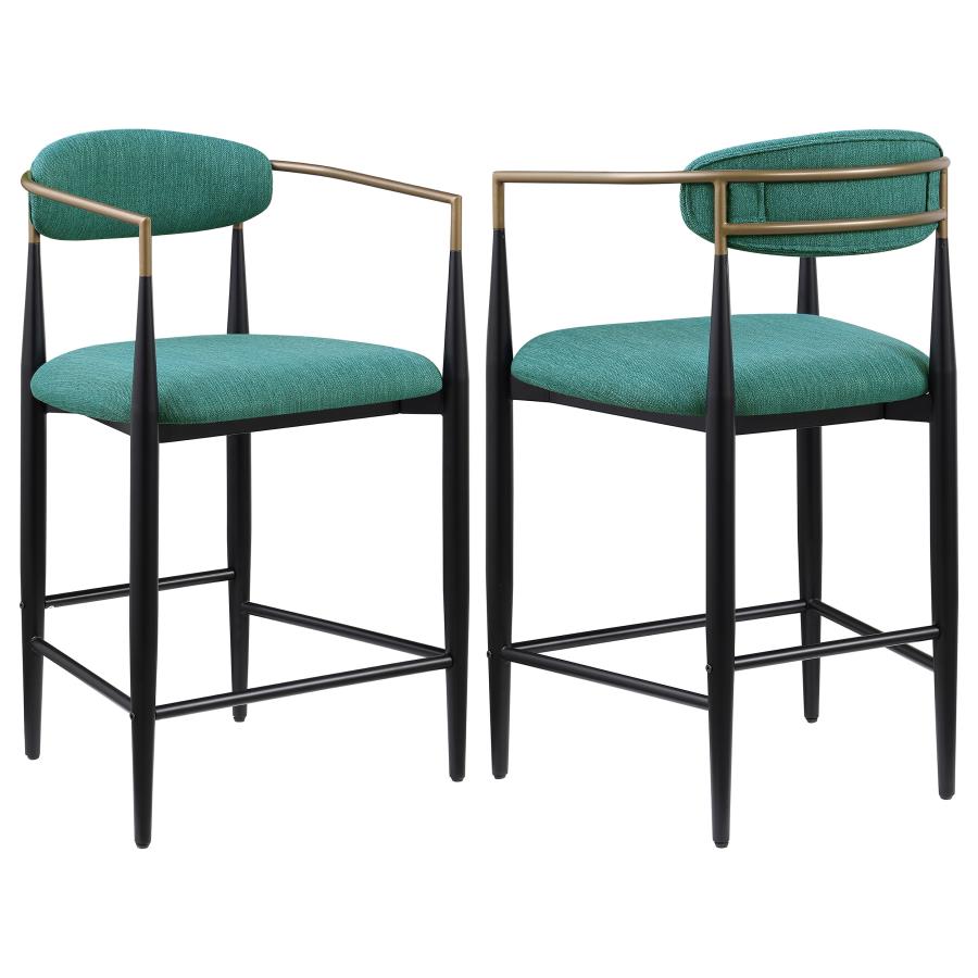 TINA FABRIC UPHOLSTERED COUNTER CHAIR GREEN (SET OF 2)