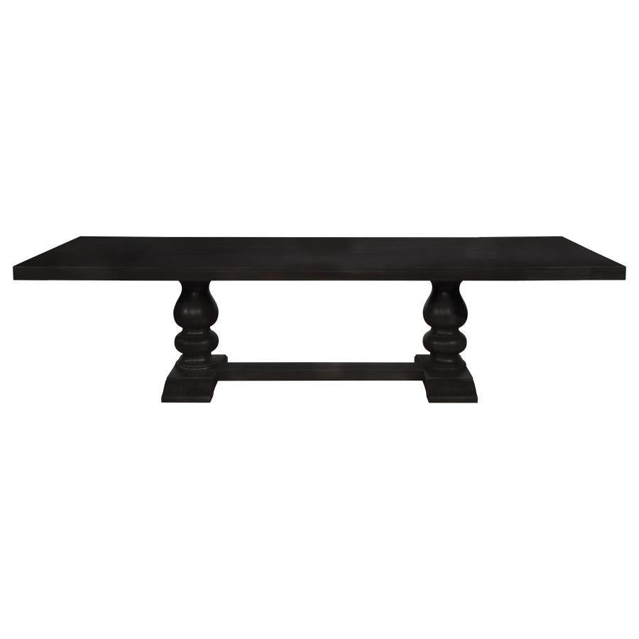 PHELPS 123-INCH EXTENSION LEAF DINING TABLE DISTRESSED NOIR