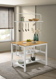 EDGEWORTH KITCHEN ISLAND COUNTER TABLE WITH POT RACK WHITE