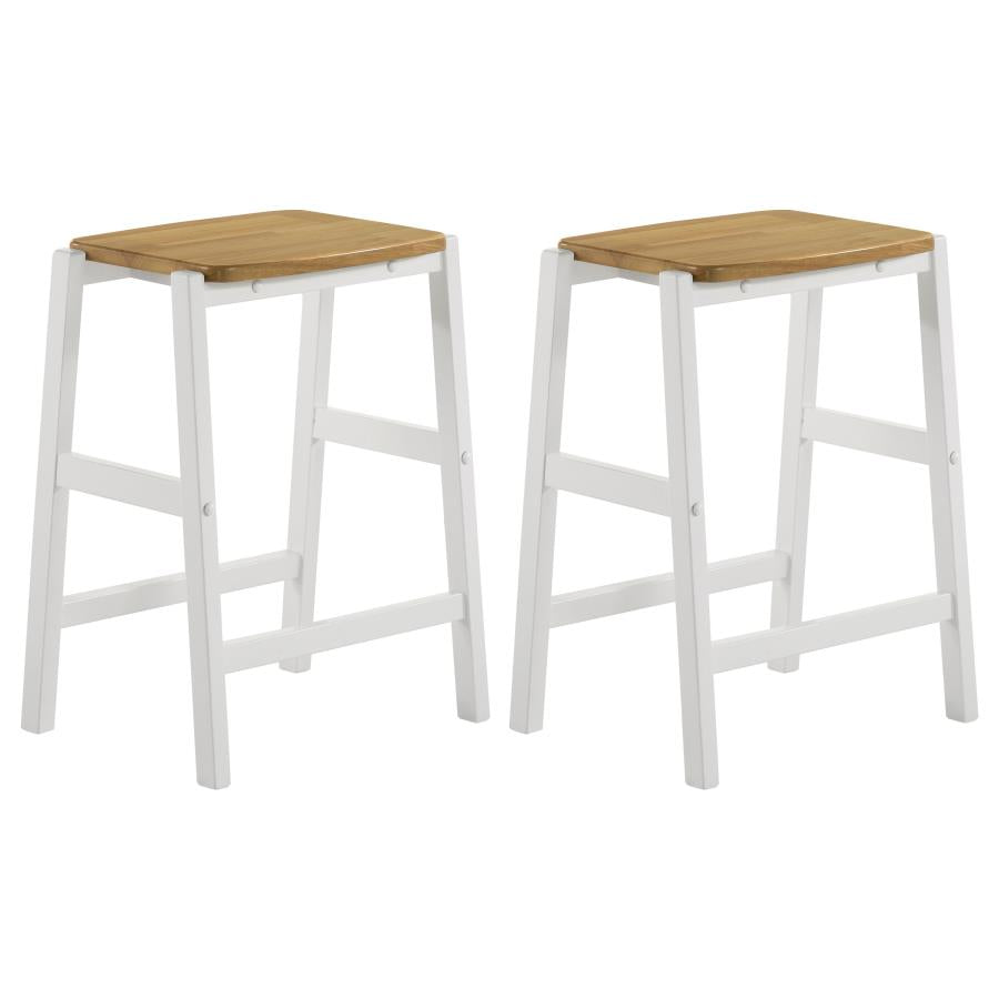 EDGEWORTH WOOD BACKLESS COUNTER STOOL WHITE (SET OF 2)