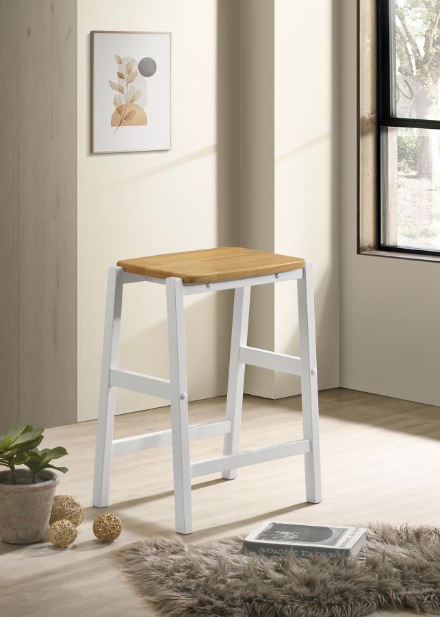 EDGEWORTH WOOD BACKLESS COUNTER STOOL WHITE (SET OF 2)