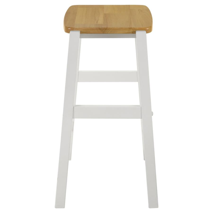 EDGEWORTH WOOD BACKLESS COUNTER STOOL WHITE (SET OF 2)