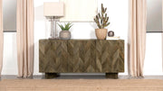 TYLER 3-DOOR SOLID WOOD SIDEBOARD BUFFET CABINET MANGO BROWN