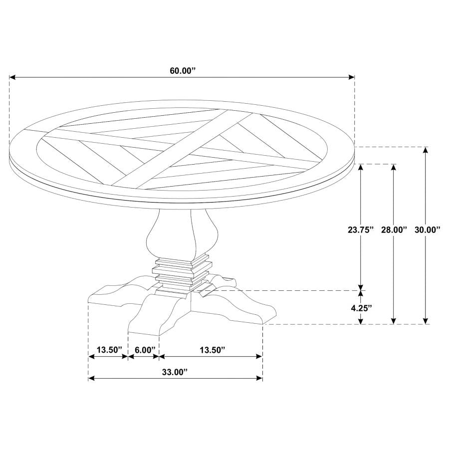 FLORENCE ROUND 60-INCH WOOD DINING TABLE RUSTIC HONEY