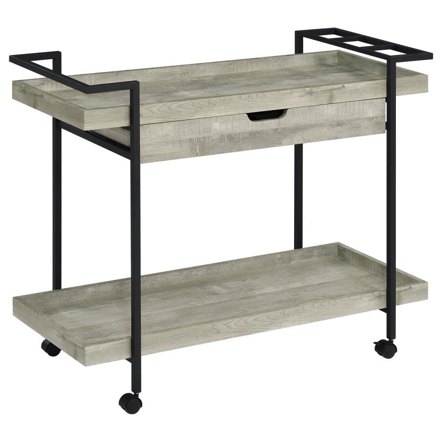 VENTURA 1-DRAWER ENGINEERED WOOD BAR CART GREY DRIFTWOOD