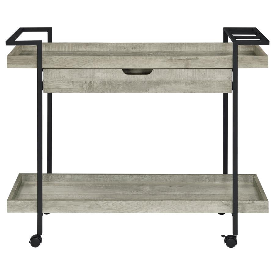 VENTURA 1-DRAWER ENGINEERED WOOD BAR CART GREY DRIFTWOOD