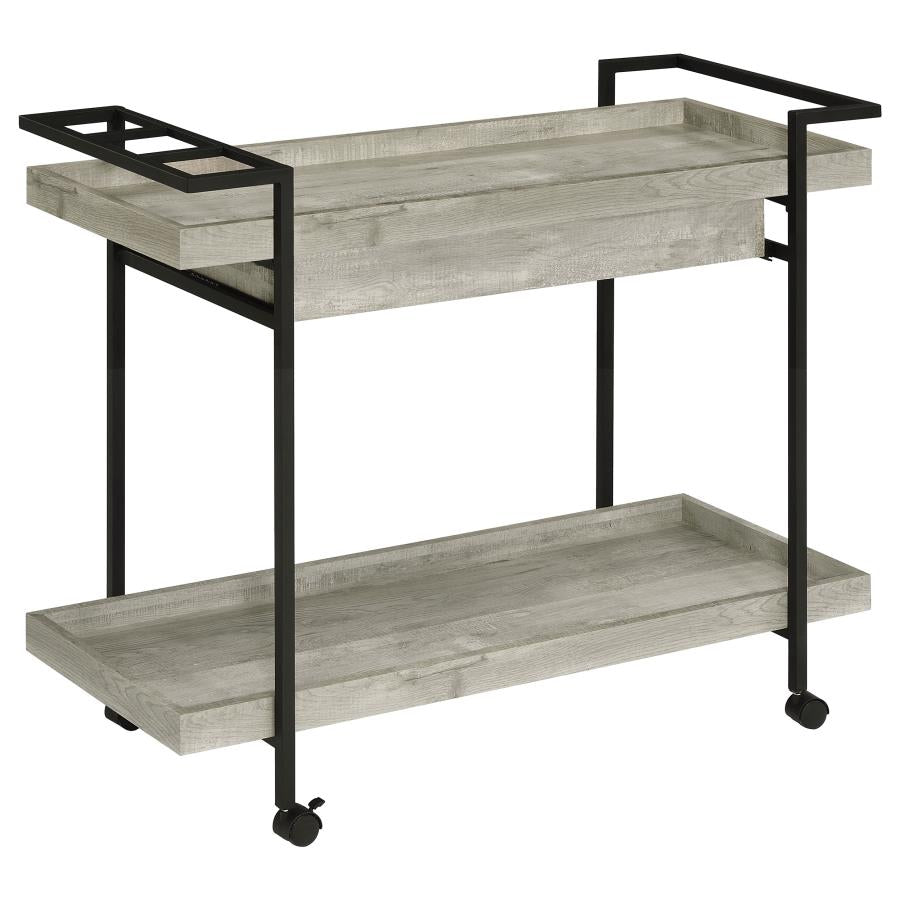 VENTURA 1-DRAWER ENGINEERED WOOD BAR CART GREY DRIFTWOOD