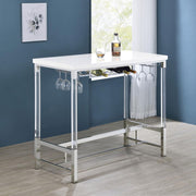 NORCREST 47-INCH ACRYLIC LEG BAR TABLE WHITE HIGH GLOSS