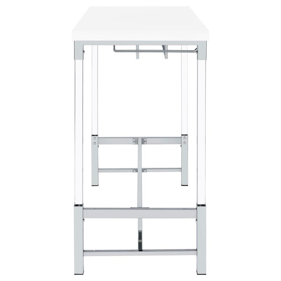 NORCREST 47-INCH ACRYLIC LEG BAR TABLE WHITE HIGH GLOSS