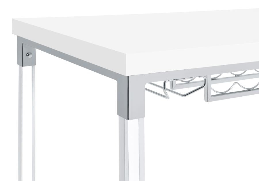 NORCREST 47-INCH ACRYLIC LEG BAR TABLE WHITE HIGH GLOSS