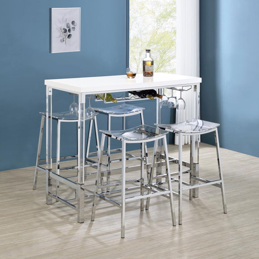 NORCREST 47-INCH ACRYLIC LEG BAR TABLE WHITE HIGH GLOSS