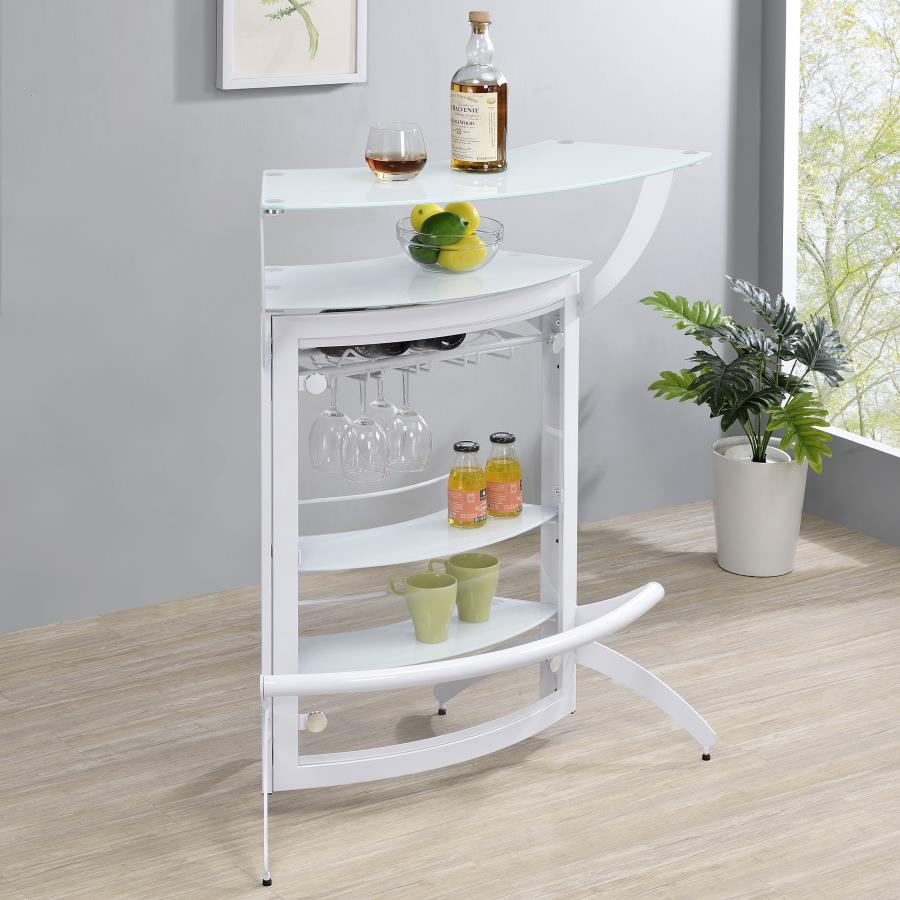 DALLAS 2-SHELF CURVED FREESTANDING HOME BAR CABINET SILVER
