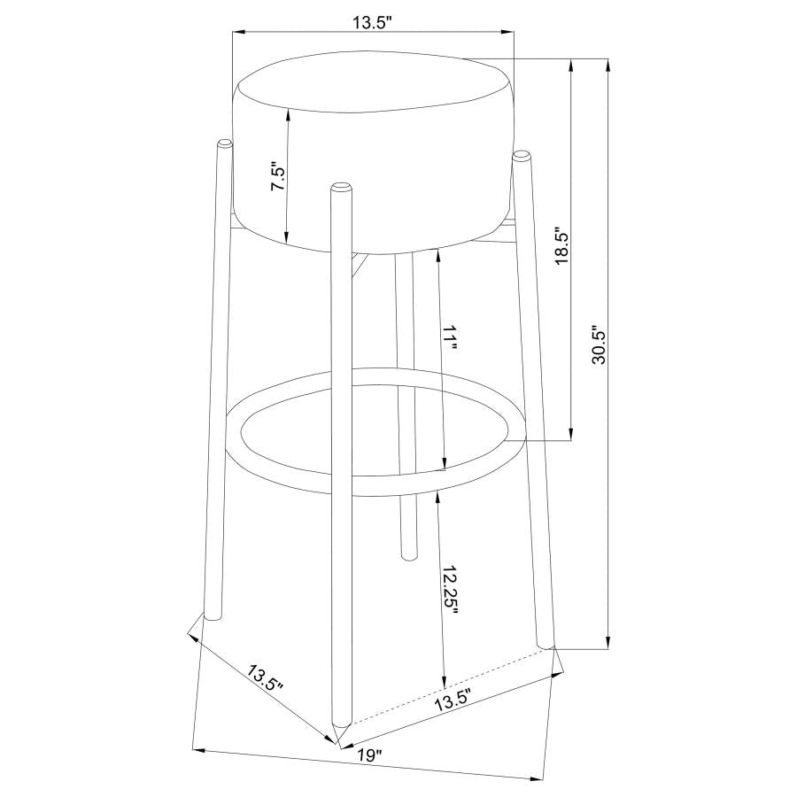 LEONARD UPHOLSTERED BACKLESS BAR STOOL WHITE (SET OF 2)