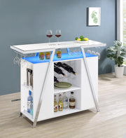 ARACELI FREESTANDING LED HOME BAR CABINET WHITE HIGH GLOSS
