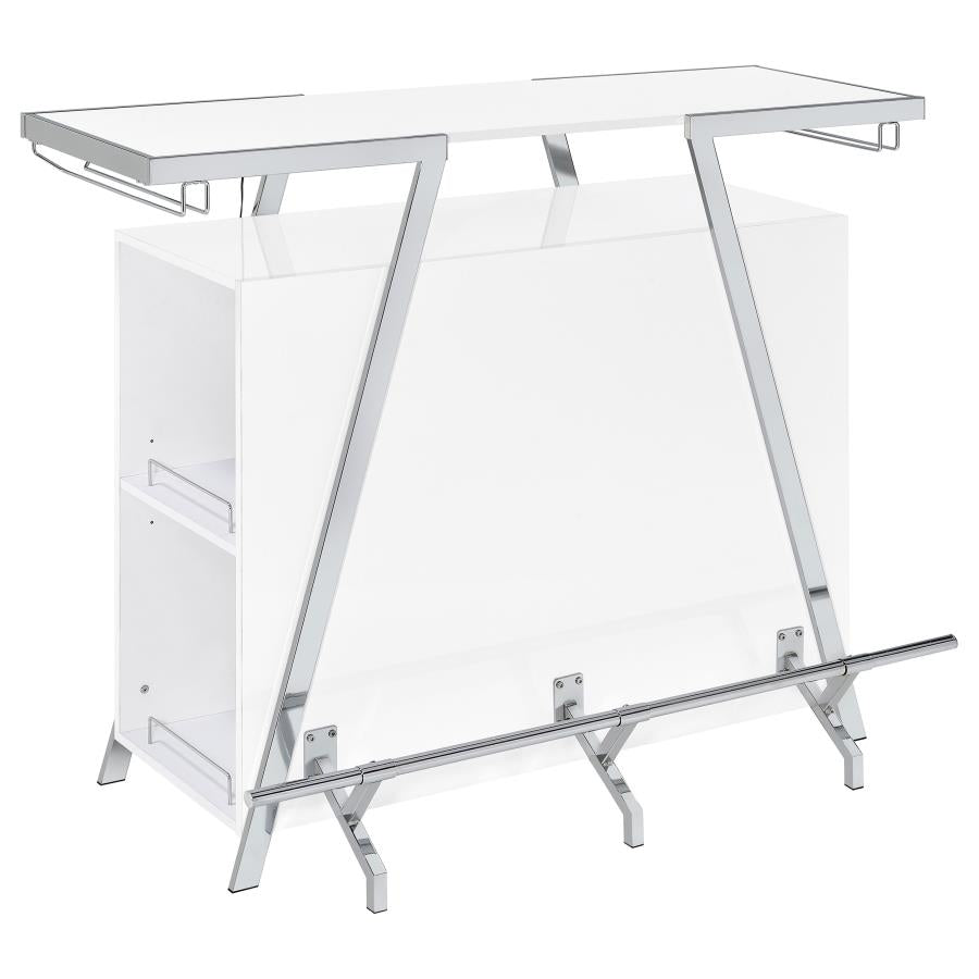 ARACELI FREESTANDING LED HOME BAR CABINET WHITE HIGH GLOSS