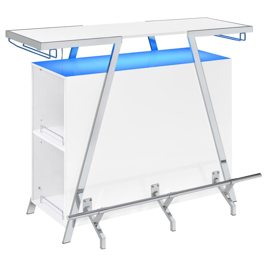 ARACELI FREESTANDING LED HOME BAR CABINET WHITE HIGH GLOSS