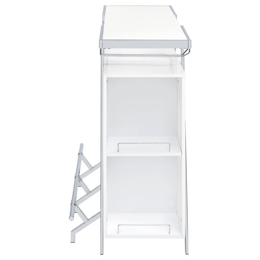 ARACELI FREESTANDING LED HOME BAR CABINET WHITE HIGH GLOSS
