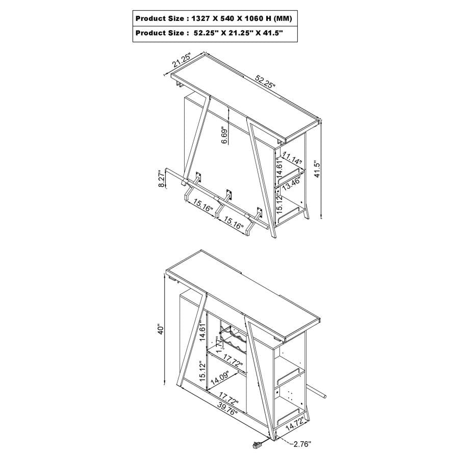 ARACELI FREESTANDING LED HOME BAR CABINET WHITE HIGH GLOSS