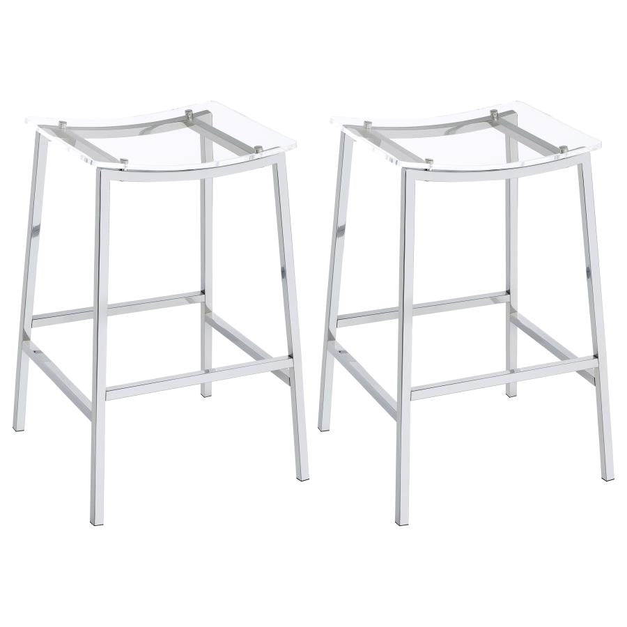 JOVANI ACRYLIC BACKLESS BAR STOOL CHROME (SET OF 2)