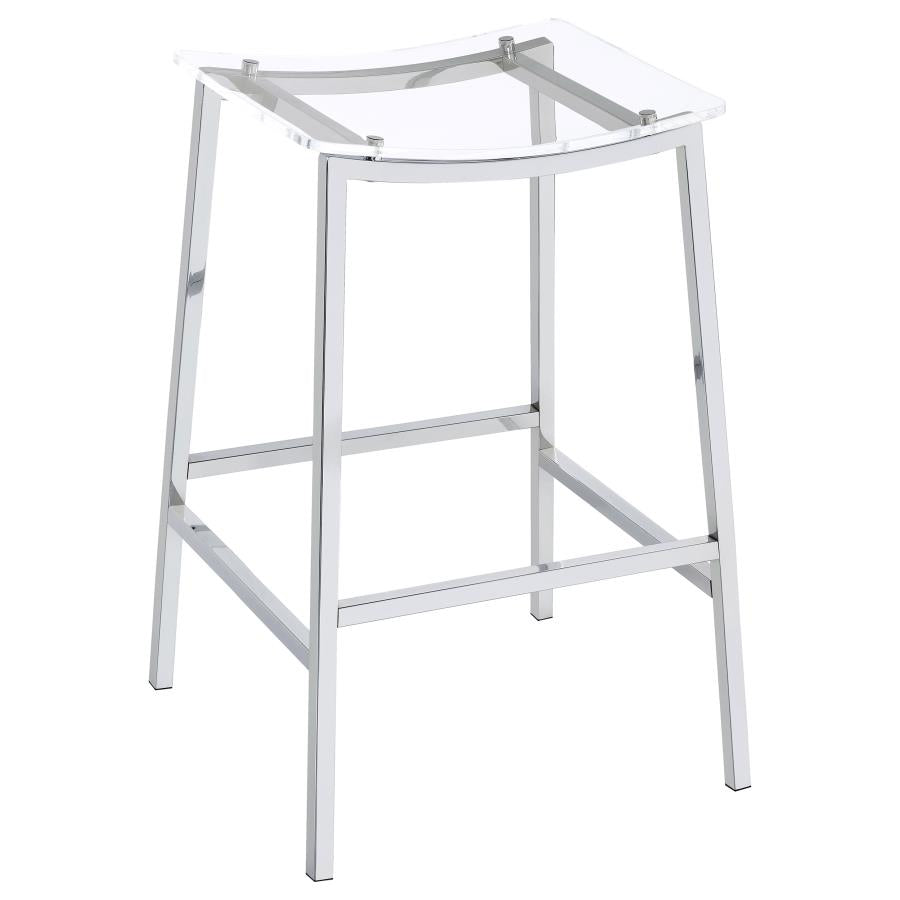 JOVANI ACRYLIC BACKLESS BAR STOOL CHROME (SET OF 2)