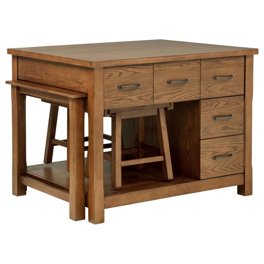 MAYFAIR 3-PIECE KITCHEN ISLAND WITH EXTENSION TABLE DARK OAK