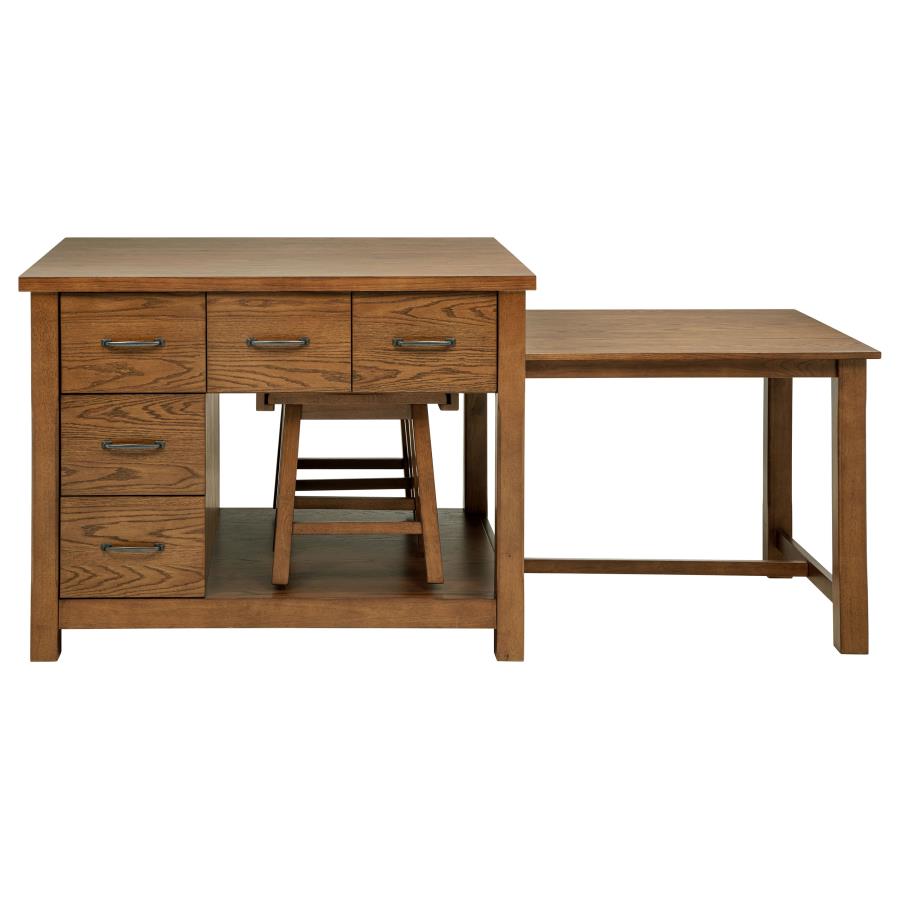 MAYFAIR 3-PIECE KITCHEN ISLAND WITH EXTENSION TABLE DARK OAK