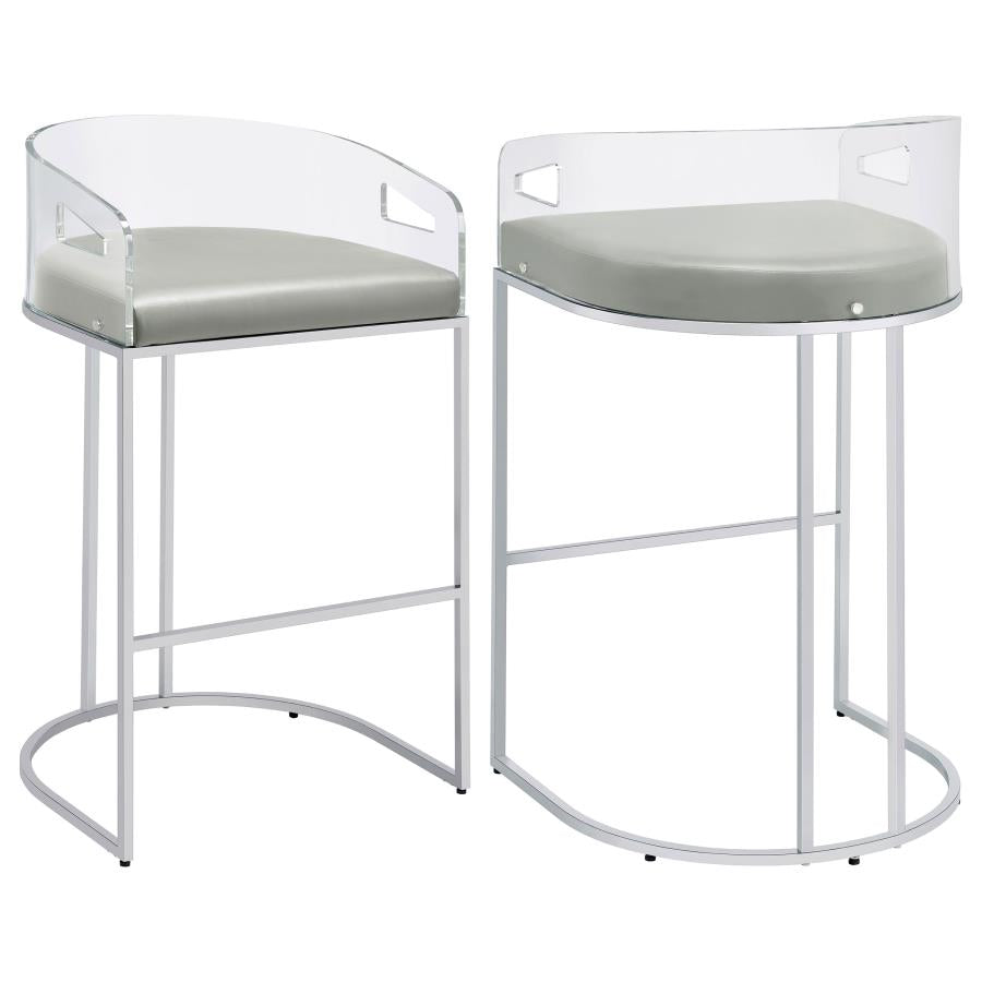 THERMOSOLIS CLEAR ACRYLIC BAR CHAIR CHROME (SET OF 2)