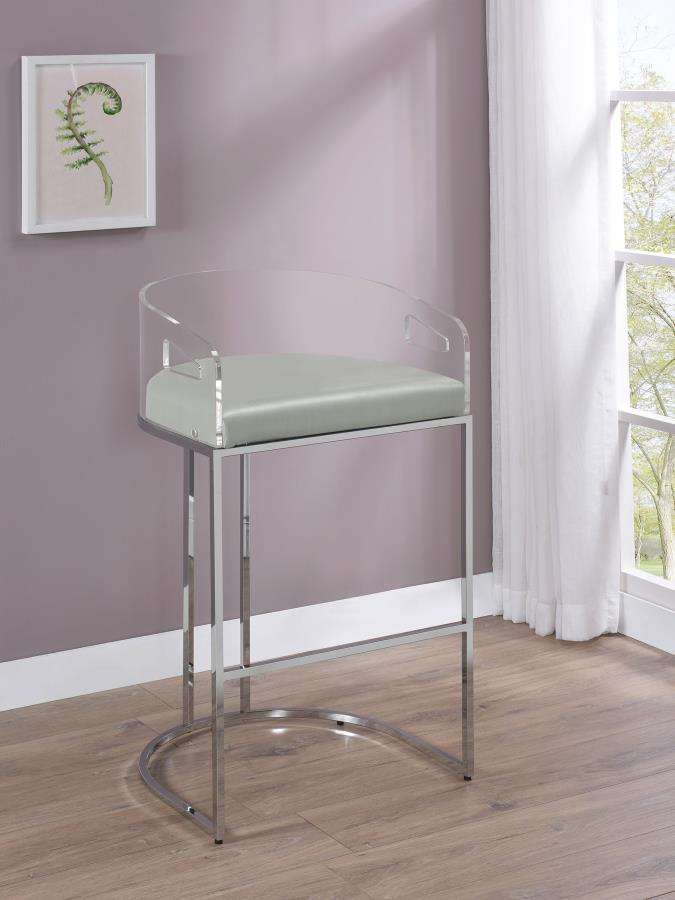 THERMOSOLIS CLEAR ACRYLIC BAR CHAIR CHROME (SET OF 2)