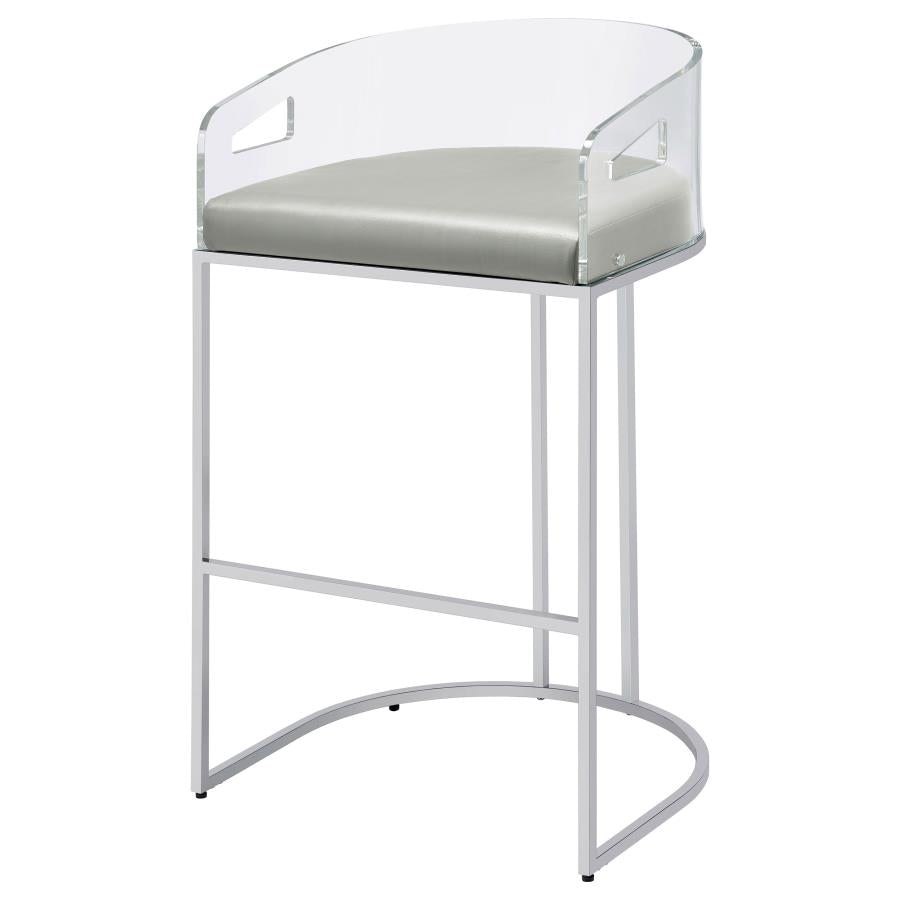 THERMOSOLIS CLEAR ACRYLIC BAR CHAIR CHROME (SET OF 2)