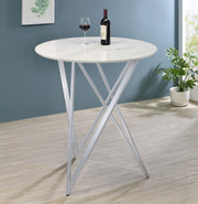BEXTER ROUND 35-INCH FAUX MARBLE BISTRO BAR TABLE CHROME