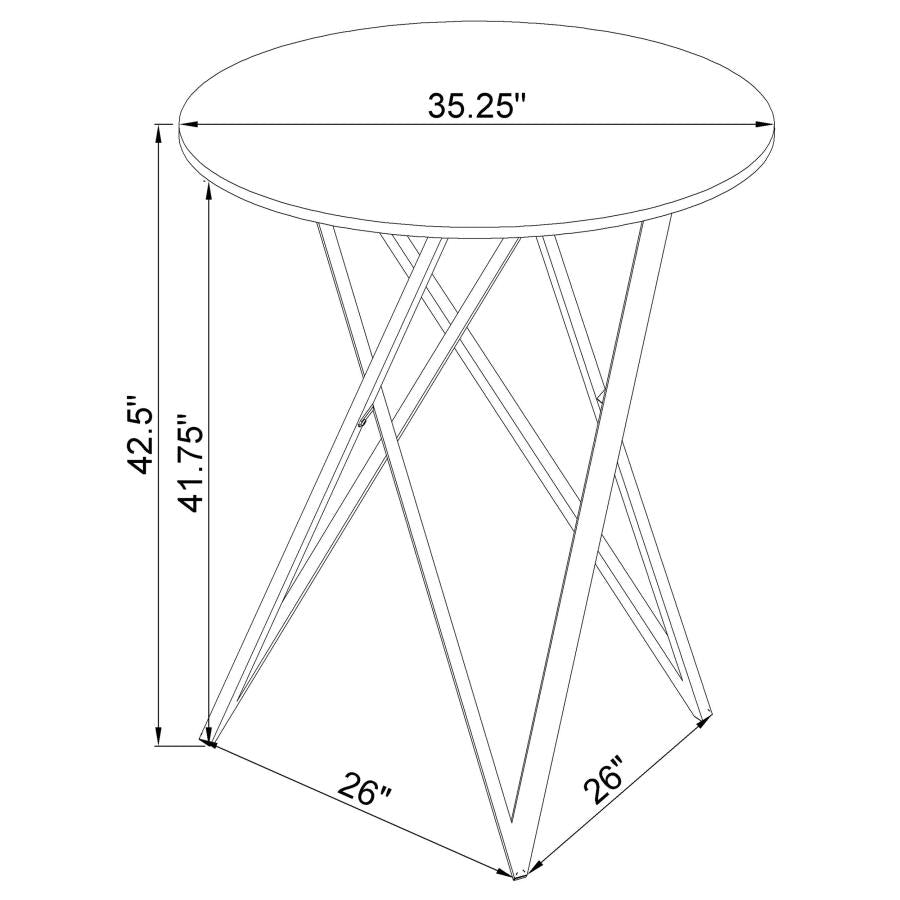 BEXTER ROUND 35-INCH FAUX MARBLE BISTRO BAR TABLE CHROME