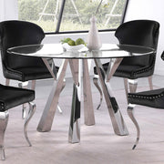 ALAIA ROUND 51-INCH CLEAR GLASS TOP DINING TABLE CHROME