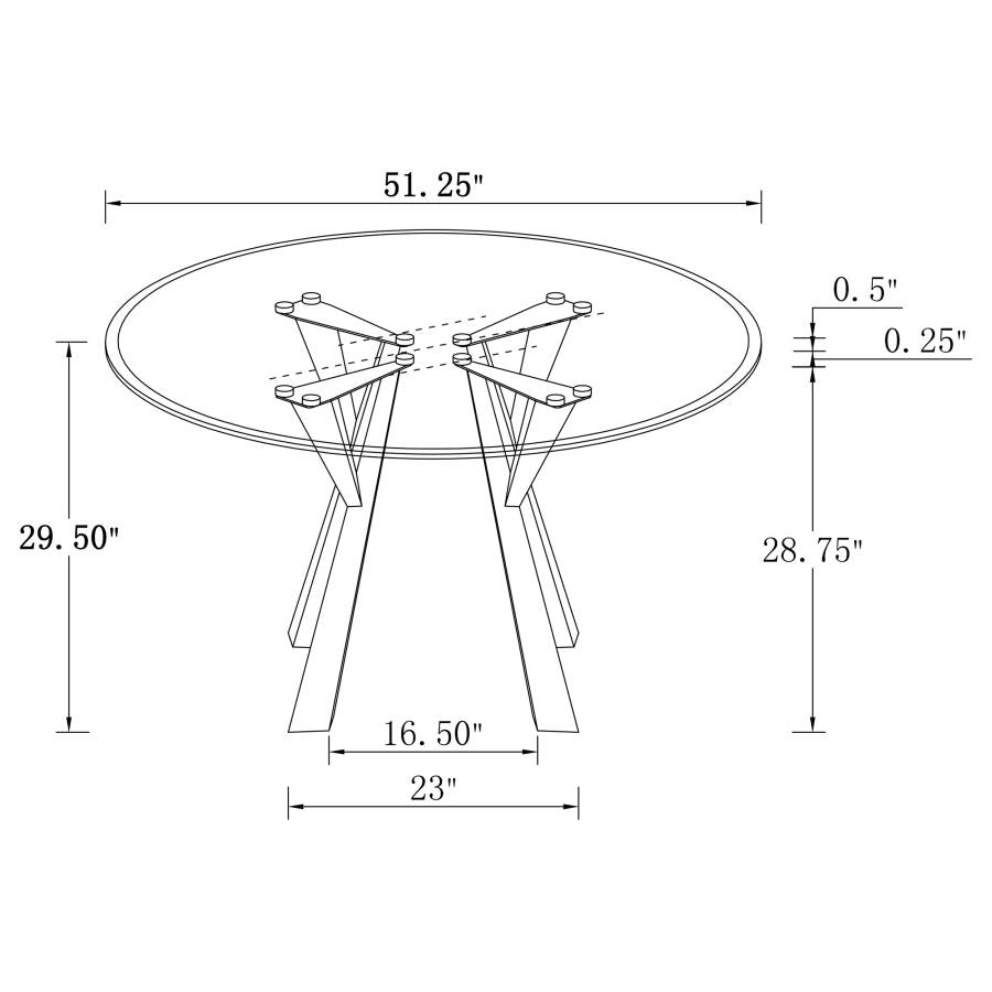 ALAIA ROUND 51-INCH CLEAR GLASS TOP DINING TABLE CHROME