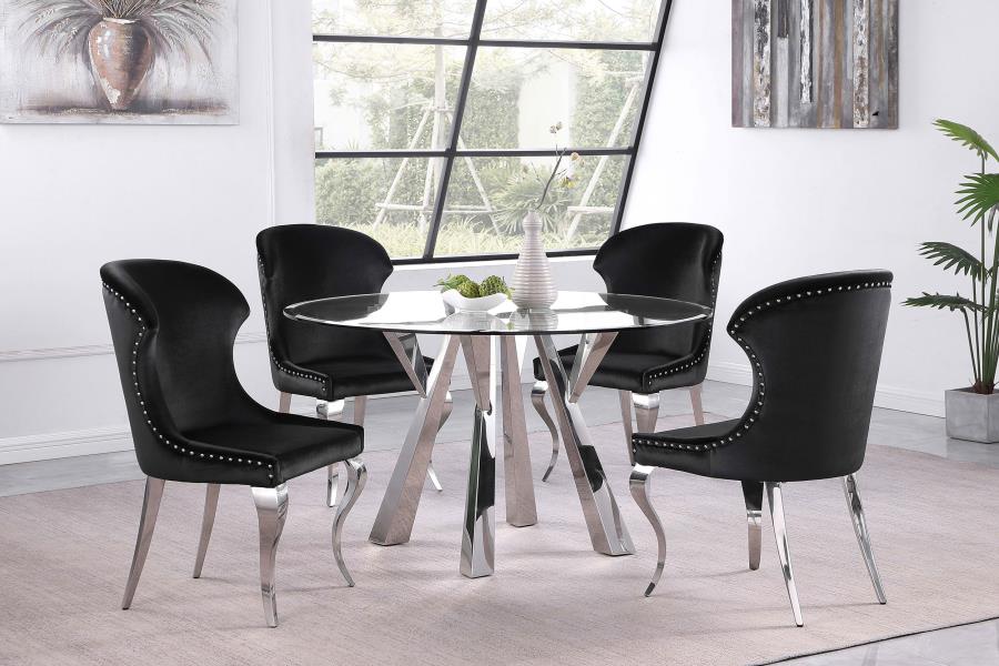 ALAIA ROUND 51-INCH CLEAR GLASS TOP DINING TABLE CHROME