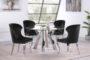 ALAIA ROUND 51-INCH CLEAR GLASS TOP DINING SET
