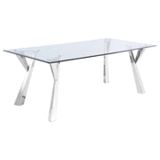 ALAIA RECTANGULAR 79-INCH GLASS TOP DINING TABLE CHROME