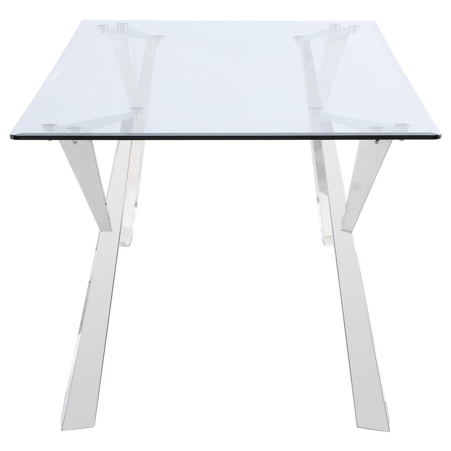 ALAIA RECTANGULAR 79-INCH GLASS TOP DINING TABLE CHROME