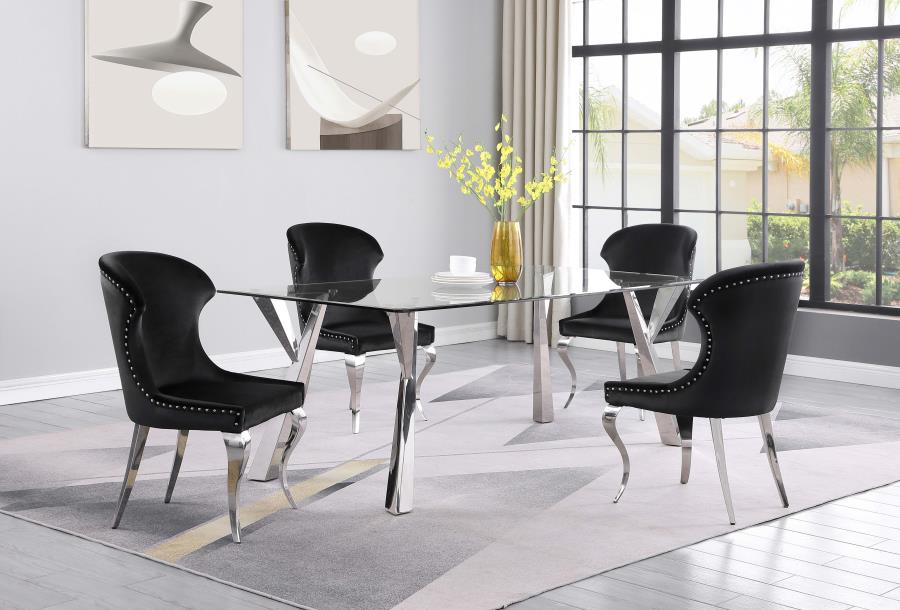 CHEYANNE UPHOLSTERED DINING SIDE CHAIR BLACK (SET OF 2)