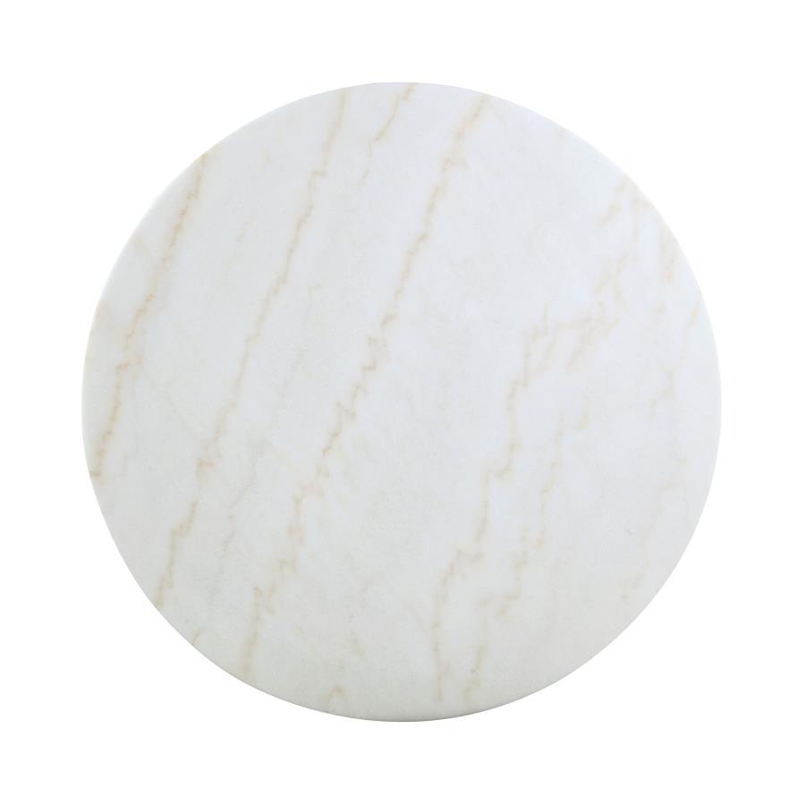 KELLA ROUND 50-INCH MARBLE TOP DINING TABLE WHITE MARBLE