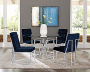 STARLIGHT ROUND 54-INCH GLASS TOP METAL DINING SET CHROME