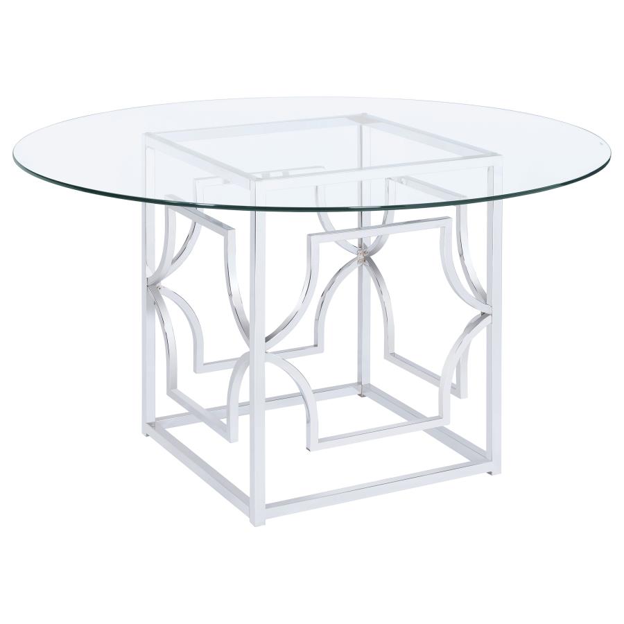 STARLIGHT ROUND 54-INCH GLASS TOP METAL DINING TABLE