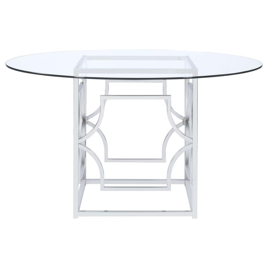 STARLIGHT ROUND 54-INCH GLASS TOP METAL DINING TABLE