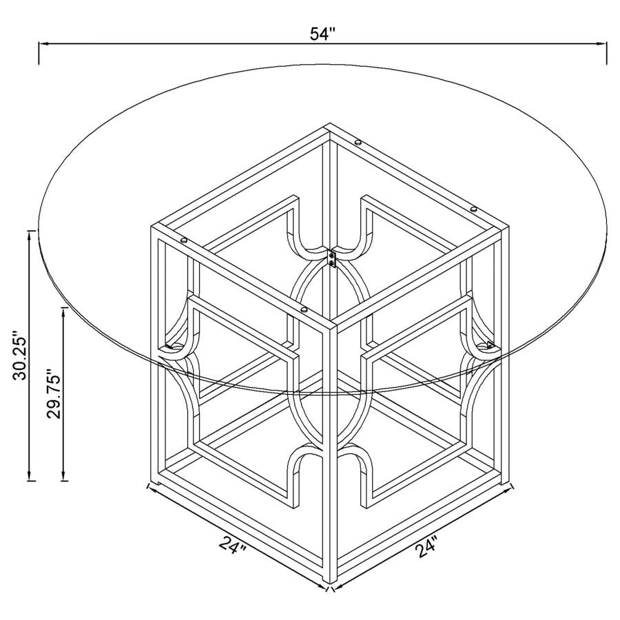 STARLIGHT ROUND 54-INCH GLASS TOP METAL DINING TABLE