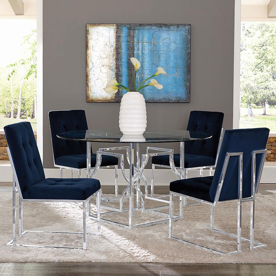 STARLIGHT ROUND 54-INCH GLASS TOP METAL DINING TABLE