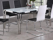 PAULINE RECTANGULAR 64-INCH GLASS TOP DINING TABLE CHROME
